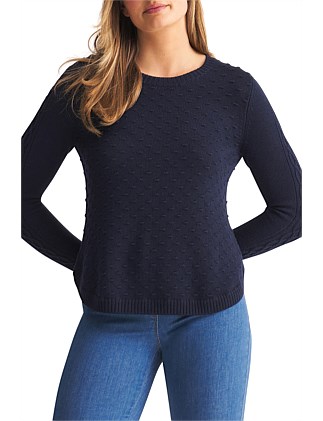 MERINO WOOL POPCORN JUMPER - FOREST