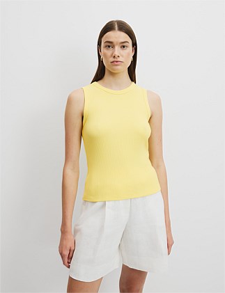 Australian Cotton Blend High Neck Rib Tank