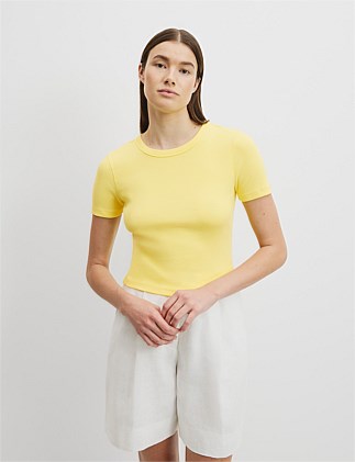 Australian Cotton Blend Crop Rib T-Shirt