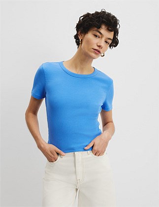 Australian Cotton Blend Crop Rib T-Shirt