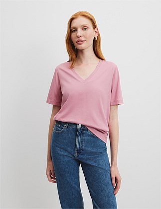 Australian Cotton Short Sleeve V-Neck Relaxed T-Shirt