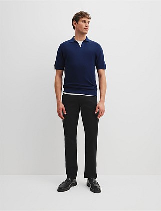 Cotton Silk Open Neck Knit Polo