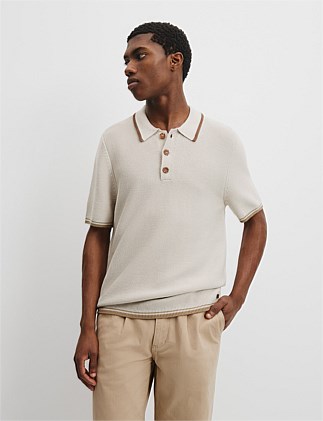 Cotton Linen Tipped Textured Polo