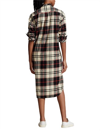 PLAID COTTON TWILL SHIRTDRESS