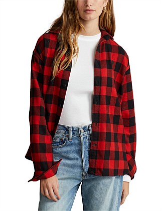 RELAXED FIT PLAID COTTON TWILL SHIRT