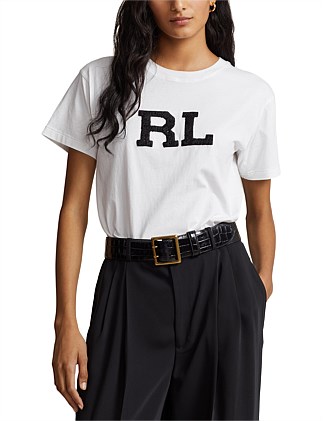 BEADED RL LOGO JERSEY TEE