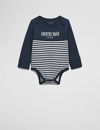 Organically Grown Cotton Stripe Long Sleeve Heritage Bodysuit