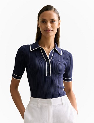 Organically Grown Cotton Blend Tipped Rib Polo