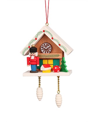 Cuckoo Clock with Nutcracker Wooden Ornament