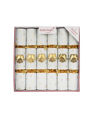 GOLD ANGELS ON CREAM CRACKERS SET OF 6