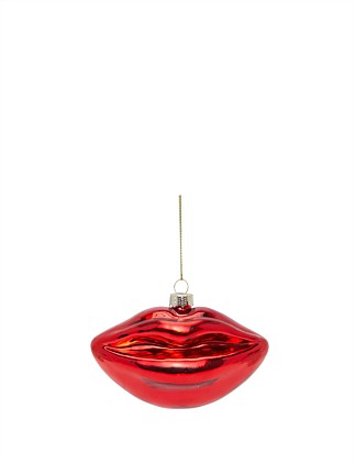 10cm Red Lip Glass Ornament