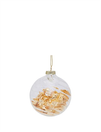 8cm Clear Ball with Gold Foil Glass Bauble