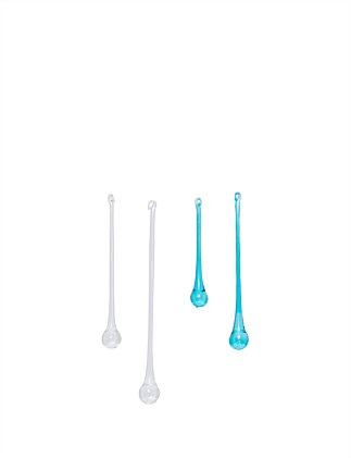 Set of 6 Blue and Clear Glass Drops