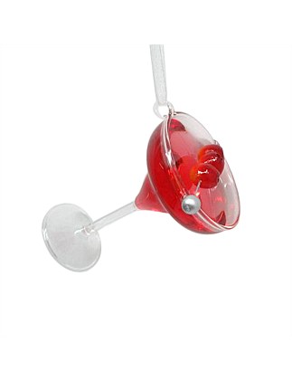 7CM CHERRY COSMO COCKTAIL GLASS ORNAMENT