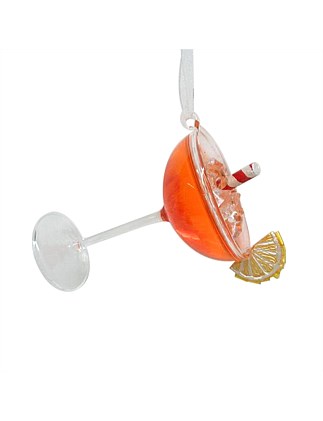 7CM ORANGE COCKTAIL GLASS ORNAMENT