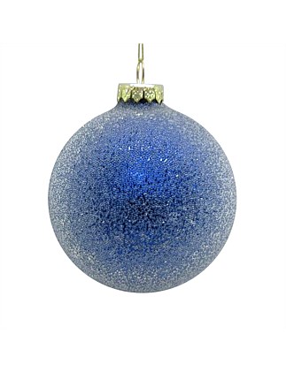 10CM FROSTED BLUE GLASS ORNAMENT