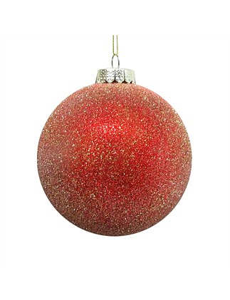 10CM RED AND GOLD FLECK SHATTERPROOF BAUBLE