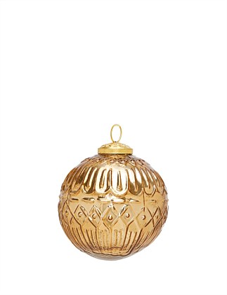 10CM ANTIQUED GOLD ARGYLE GLASS BAUBLE