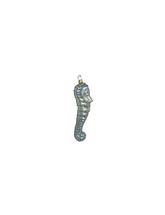 BLUE SEAHORSE EUROPEAN GLASS ORNAMENT