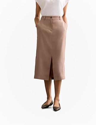 Stretch Linen Blend Pencil Skirt