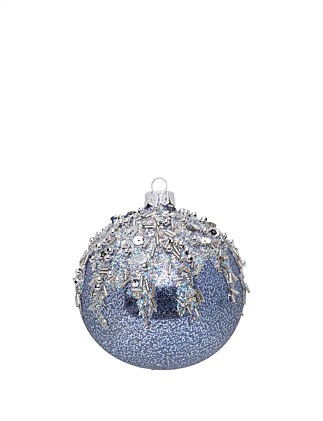 10CM SEQUINS AND BEADS ON PURPLE EUROPEAN GLASS BAUBLE