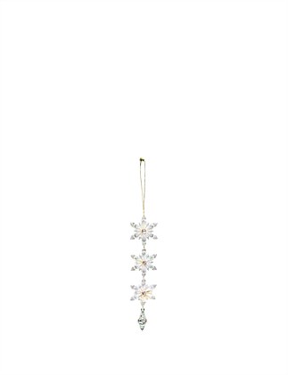 23CM PLASTIC 3PS SNOWFLAKE DANGLE ORNAMENT