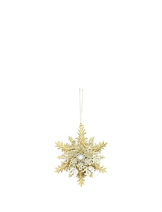 14CM PLASTIC GOLD SNOWFLAKE ORNAMENT