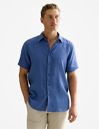 Regular Fit Delave Linen Short Sleeve Shirt