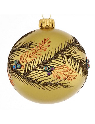 8cm Gold European Glass Bauble with Copper Branches