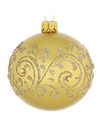 8cm Gold European Glass Bauble with Champagne Branches