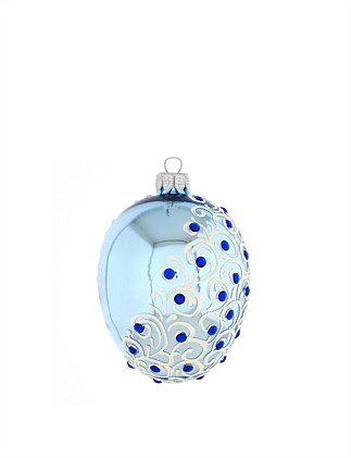 8cm Pale Blue Egg European Glass Bauble