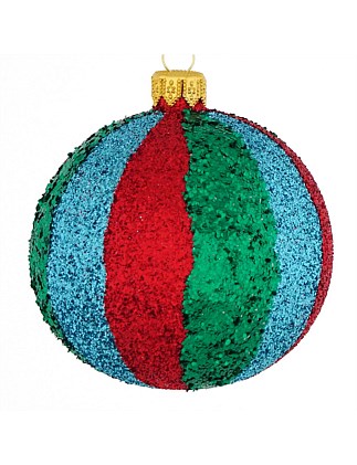 8cm Multicolour Glitter Décor European Glass Bauble