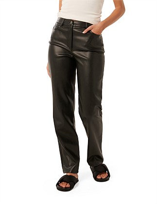 UNA VEGAN LEATHER STRAIGHT LEG PANTS