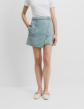 Denim Wrap Mini Skirt