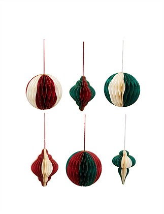 13cm Mill Made Paper Ornaments Harlequin Set of 6