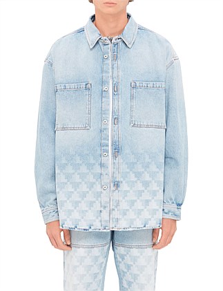 LASER CROSS DENIM OVERSHIRT