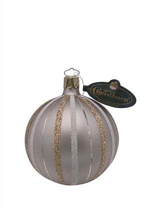 8CM HAND PAINTED STRIPES ON MATTE GOLD GLASS BAUBLE