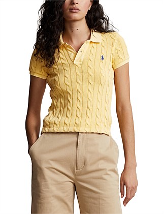 CABLE-KNIT POLO SHIRT