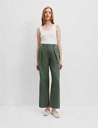 Organically Grown Linen Tuck Front Pant