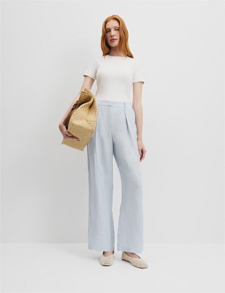 Organically Grown Linen Tuck Front Pant