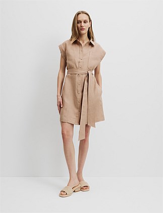 Organically Grown Linen Pocket Detail Dress