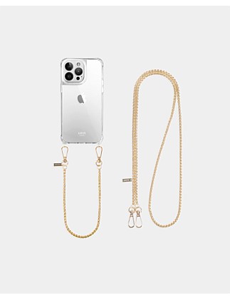 iPhone 13 Clear Case & Gold-Plated Chain & Wristlet