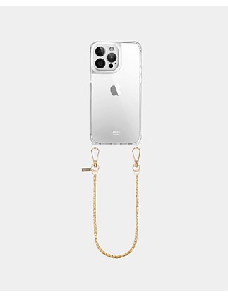 iPhone 14 Clear Phone & Gold-Plated Wristlet