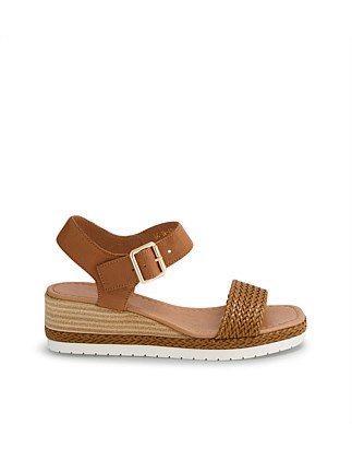 Imara Dark Tan Weave Leather Sandals