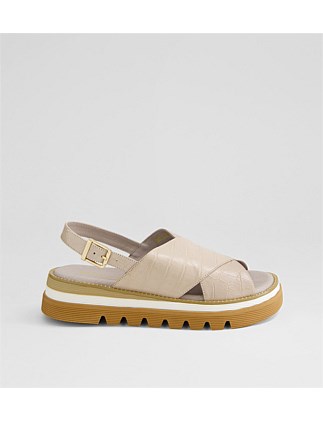 Sasier Milk Croc Leather Sandals