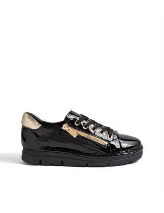 Elias Black Gold Patent Leather Sneakers