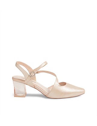 Halian Nude Shimmer Leather Heels