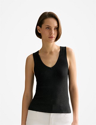 Shimmer Knit V Neck Tank