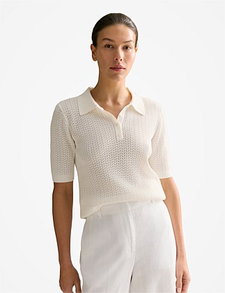 Mercerised Lace Knit Polo