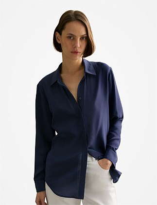 Silk Concealed Placket Shirt